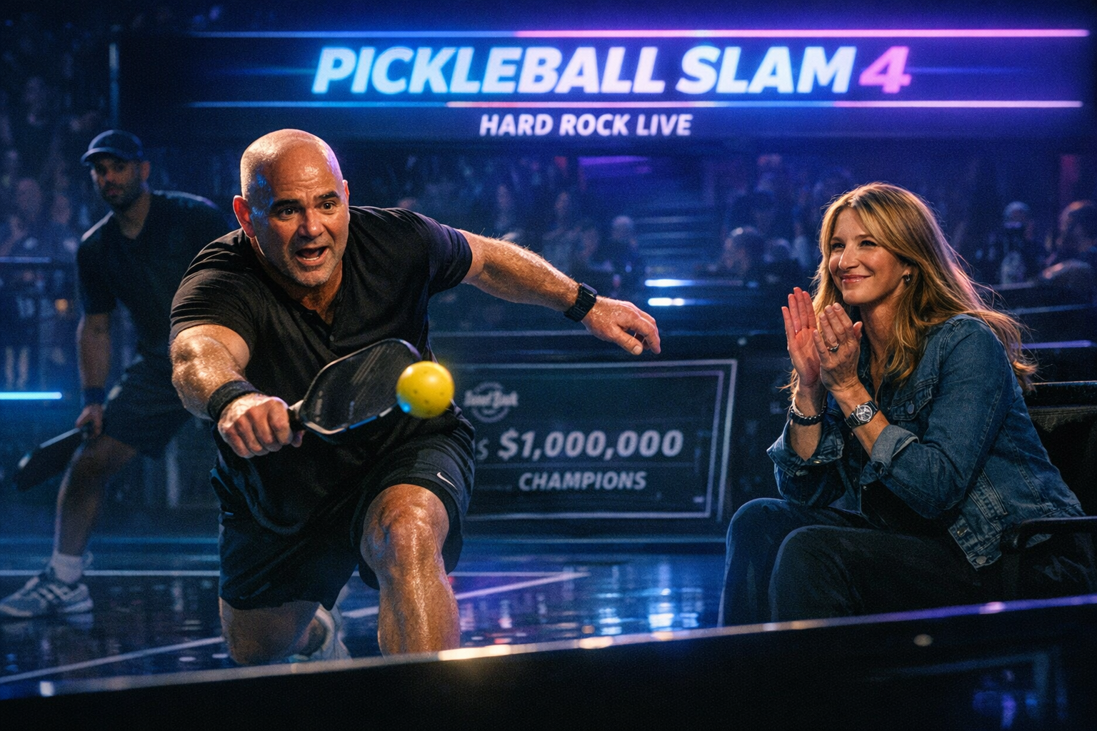 Andre Agassi Dominates Pickleball Slam 4 with Steffi Graf's Rare Courtside Support