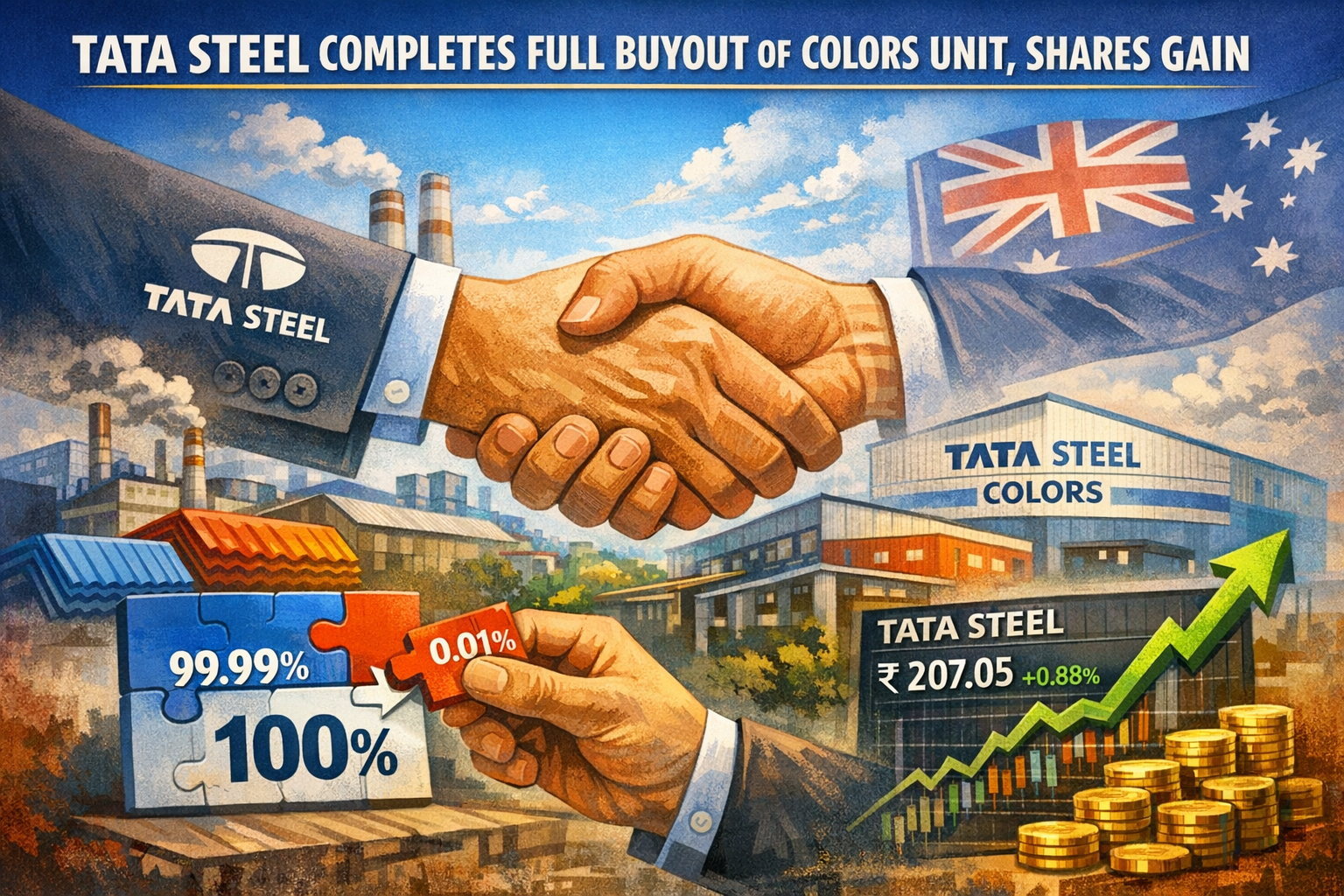 Tata Steel Completes Full Buyout of Colors Unit, Shares Gain